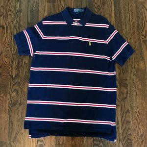 Men's Navy Stripe SS Polo Shirt